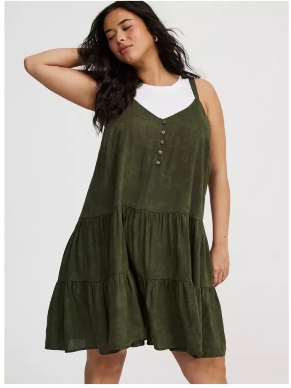 Torrid Mini V-Neck Button-Up Dress Lovely Jaco Olive Green NWT